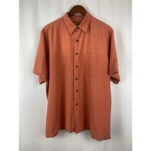 Caribbean Pineapple Men's XL Salmon Silk Blend Hawaiian Tropical Vacation Resort